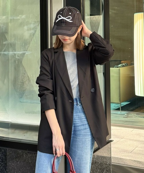 clear（クリア）の「リボンデニムキャップ [バレエコア ガーリー カジュアル]（キャップ・レディース・ライトブルー/ブラック・F）」の6枚目の写真