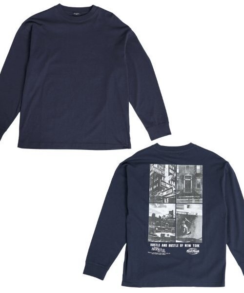 GLAZOS(グラソス)の「【大人向けサイズあり】NYCバックフォト長袖Tシャツ(Tシャツ/カットソー・キッズ・ネイビー/インディゴブルー/ホワイト/グレー・140cm/150cm/160cm/170cm)」の3枚目の写真