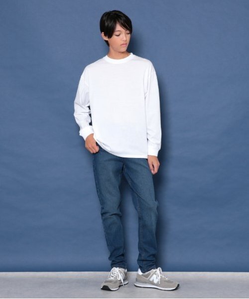 GLAZOS(グラソス)の「【大人向けサイズあり】NYCバックフォト長袖Tシャツ(Tシャツ/カットソー・キッズ・ネイビー/インディゴブルー/ホワイト/グレー・140cm/150cm/160cm/170cm)」の6枚目の写真