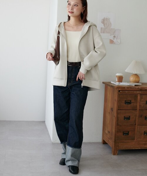 DISCOAT（ディスコート）の「【WEB限定】ダンボールビッグフードパーカー（パーカー・レディース・ホワイト系その他/ネイビー/グレイッシュベージュ/グレー/チャコールグレー・FREE）」の18枚目の写真