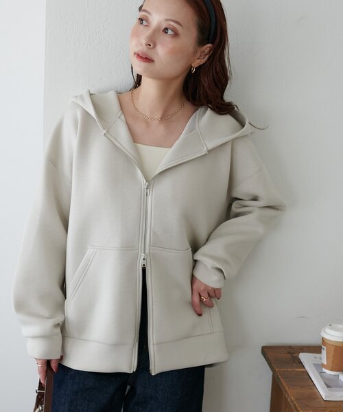 DISCOAT（ディスコート）の「【WEB限定】ダンボールビッグフードパーカー（パーカー・レディース・ホワイト系その他/ネイビー/グレイッシュベージュ/グレー/チャコールグレー・FREE）」の21枚目の写真