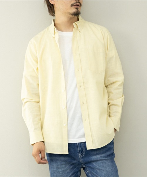 STYLEBLOCK(スタイルブロック)の「シャンブレー長袖BDシャツ(シャツ/ブラウス・メンズ・ブラック/ベージュ/ネイビー/ホワイト・M/LL/L)」の1枚目の写真