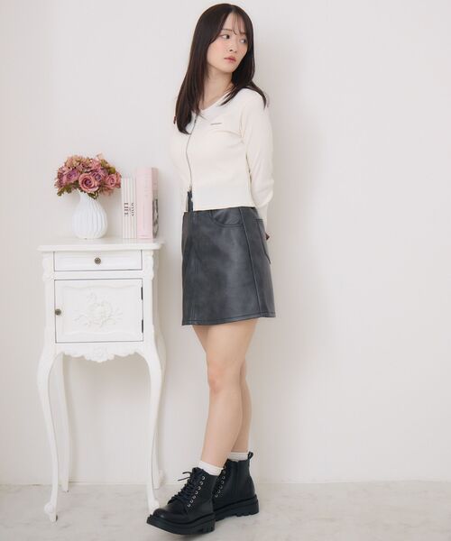 ems excite（エムズエキサイト）の「ロングスリーブWZIPCT（Tシャツ/カットソー・レディース・ブラック/グリーン/ナチュラル・FREE）」の7枚目の写真