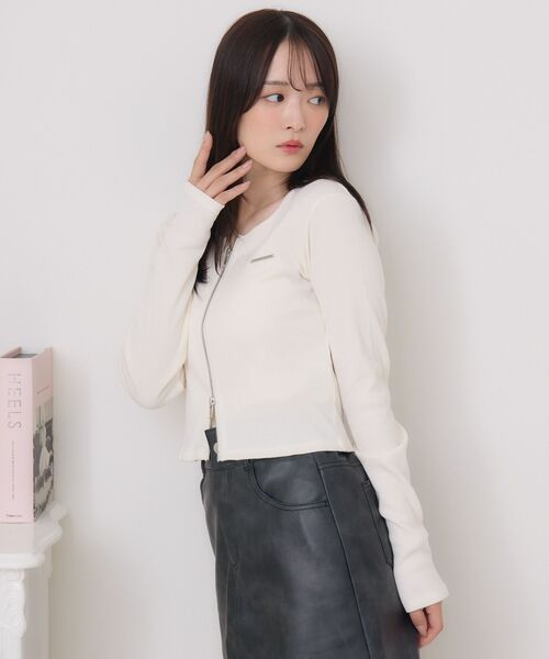 ems excite（エムズエキサイト）の「ロングスリーブWZIPCT（Tシャツ/カットソー・レディース・ブラック/グリーン/ナチュラル・FREE）」の11枚目の写真