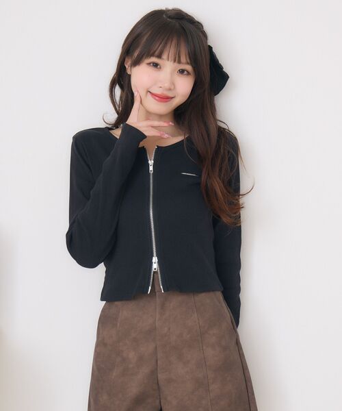 ems excite（エムズエキサイト）の「ロングスリーブWZIPCT（Tシャツ/カットソー・レディース・ブラック/グリーン/ナチュラル・FREE）」の17枚目の写真