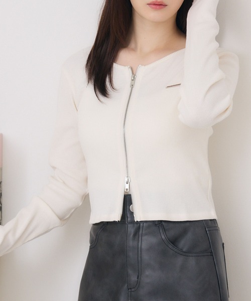 ems excite（エムズエキサイト）の「ロングスリーブWZIPCT（Tシャツ/カットソー・レディース・ブラック/グリーン/ナチュラル・FREE）」の3枚目の写真