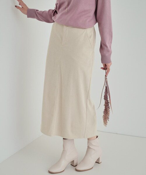 SHOO・LA・RUE（シューラルー）の「◆【洗える】あったかコーデュロイナロースカート（スカート・レディース・ピンク系/ベージュ/チャコールグレー・04/03/02/01）」の3枚目の写真