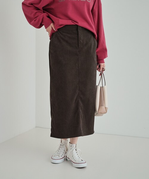 SHOO・LA・RUE（シューラルー）の「◆【洗える】あったかコーデュロイナロースカート（スカート・レディース・ピンク系/ベージュ/チャコールグレー・04/03/02/01）」の4枚目の写真