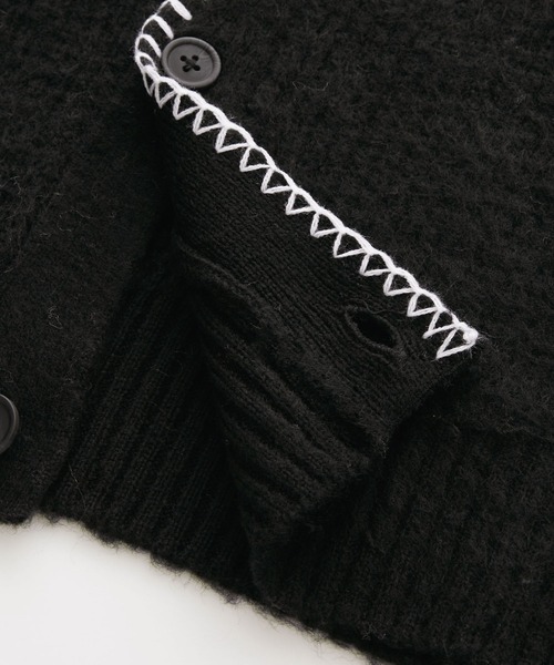 SERACE(セラス)の「【SERACE】Hand stitch loose shaggy cardigan / ハンドステッチルーズシャギーカーディガン(カーディガン/ボレロ・メンズ・ライトグレー/ホワイト/ブラック・L/M)」の6枚目の写真