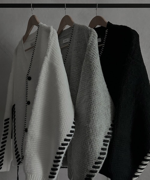 SERACE(セラス)の「【SERACE】Hand stitch loose shaggy cardigan / ハンドステッチルーズシャギーカーディガン(カーディガン/ボレロ・メンズ・ライトグレー/ホワイト/ブラック・L/M)」の13枚目の写真