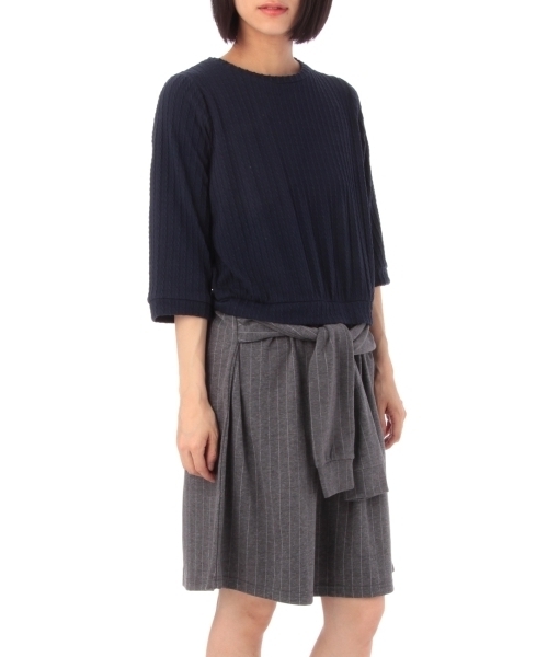 SHOO・LA・RUE(シューラルー)の「腰巻風ワンピース(ワンピース・レディース・ブルー/ホワイト/グレー・03/02)」の1枚目の写真