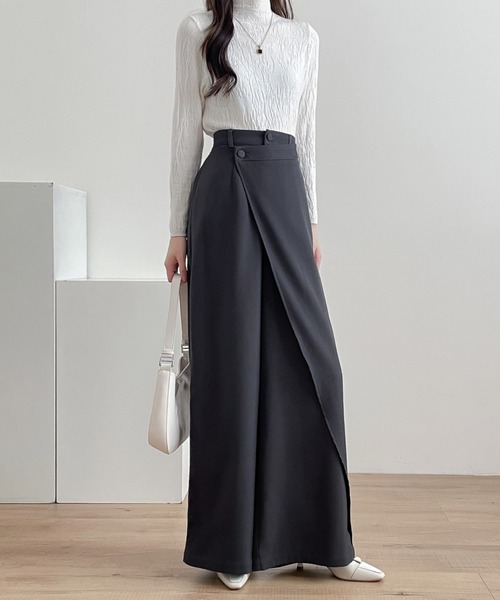 ABITOKYO（アビトーキョー）の「アシメラッフルワイドシルエットパンツ（スラックス・レディース・ブラウン/チャコールグレー/ブラック・M/L/XL）」の6枚目の写真