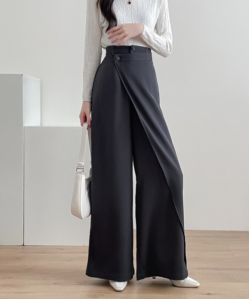 ABITOKYO（アビトーキョー）の「アシメラッフルワイドシルエットパンツ（スラックス・レディース・ブラウン/チャコールグレー/ブラック・M/L/XL）」の7枚目の写真