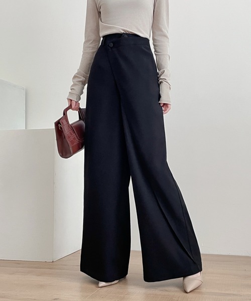 ABITOKYO（アビトーキョー）の「アシメラッフルワイドシルエットパンツ（スラックス・レディース・ブラウン/チャコールグレー/ブラック・M/L/XL）」の8枚目の写真