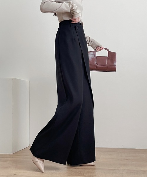 ABITOKYO（アビトーキョー）の「アシメラッフルワイドシルエットパンツ（スラックス・レディース・ブラウン/チャコールグレー/ブラック・M/L/XL）」の9枚目の写真