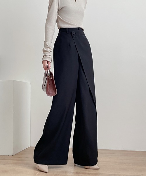 ABITOKYO（アビトーキョー）の「アシメラッフルワイドシルエットパンツ（スラックス・レディース・ブラウン/チャコールグレー/ブラック・M/L/XL）」の11枚目の写真