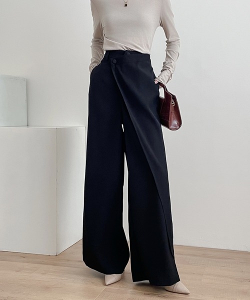 ABITOKYO（アビトーキョー）の「アシメラッフルワイドシルエットパンツ（スラックス・レディース・ブラウン/チャコールグレー/ブラック・M/L/XL）」の12枚目の写真