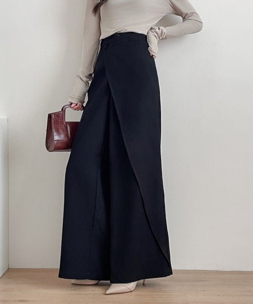 ABITOKYO（アビトーキョー）の「アシメラッフルワイドシルエットパンツ（スラックス・レディース・ブラウン/チャコールグレー/ブラック・M/L/XL）」の16枚目の写真