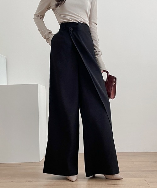 ABITOKYO（アビトーキョー）の「アシメラッフルワイドシルエットパンツ（スラックス・レディース・ブラウン/チャコールグレー/ブラック・M/L/XL）」の17枚目の写真