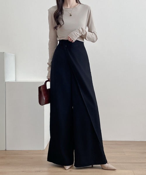 ABITOKYO（アビトーキョー）の「アシメラッフルワイドシルエットパンツ（スラックス・レディース・ブラウン/チャコールグレー/ブラック・M/L/XL）」の20枚目の写真