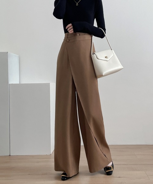 ABITOKYO（アビトーキョー）の「アシメラッフルワイドシルエットパンツ（スラックス・レディース・ブラウン/チャコールグレー/ブラック・M/L/XL）」の22枚目の写真