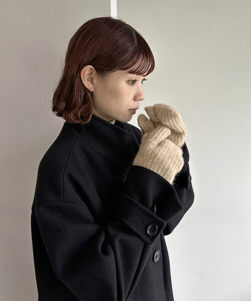DISCOAT（ディスコート）の「ニット三つ指ミトン（手袋・レディース・ネイビー/ベージュ・FREE）」の4枚目の写真