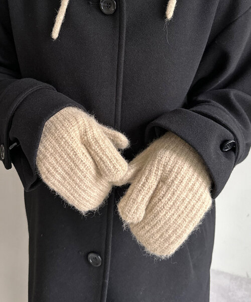 DISCOAT（ディスコート）の「ニット三つ指ミトン（手袋・レディース・ネイビー/ベージュ・FREE）」の6枚目の写真
