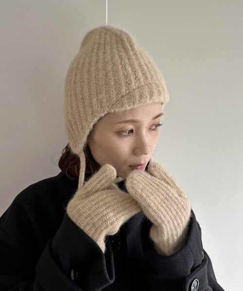 DISCOAT（ディスコート）の「ニット三つ指ミトン（手袋・レディース・ネイビー/ベージュ・FREE）」の7枚目の写真