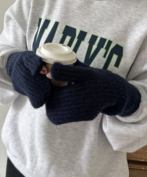 DISCOAT（ディスコート）の「ニット三つ指ミトン（手袋・レディース・ネイビー/ベージュ・FREE）」の21枚目の写真
