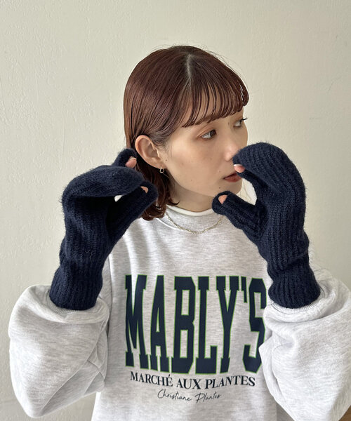 DISCOAT（ディスコート）の「ニット三つ指ミトン（手袋・レディース・ネイビー/ベージュ・FREE）」の22枚目の写真