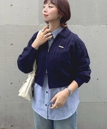 AS KNOW AS plus | ◇Wジップ襟付き ケーブルニットカーディガン(カーディガン/ボレロ)