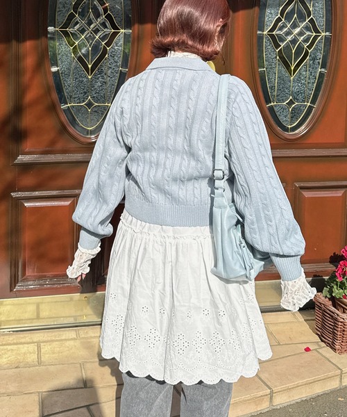 AS KNOW AS plus(アズノゥアズプラス)の「◇Wジップ襟付き ケーブルニットカーディガン(カーディガン/ボレロ・レディース・ネイビー/グレー/アイボリー/ピンク/サックスブルー/ネイビー系1/アイボリー系1/サックスブルー系1/シルバー系1・FREE)」の19枚目の写真