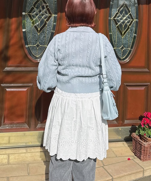 AS KNOW AS plus(アズノゥアズプラス)の「◇Wジップ襟付き ケーブルニットカーディガン(カーディガン/ボレロ・レディース・ネイビー/グレー/アイボリー/ピンク/サックスブルー/ネイビー系1/アイボリー系1/サックスブルー系1/シルバー系1・FREE)」の20枚目の写真