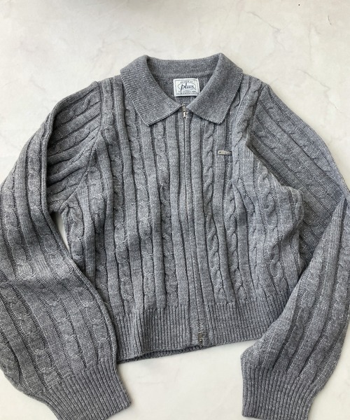 AS KNOW AS plus(アズノゥアズプラス)の「◇Wジップ襟付き ケーブルニットカーディガン(カーディガン/ボレロ・レディース・ネイビー/グレー/アイボリー/ピンク/サックスブルー/ネイビー系1/アイボリー系1/サックスブルー系1/シルバー系1・FREE)」の13枚目の写真