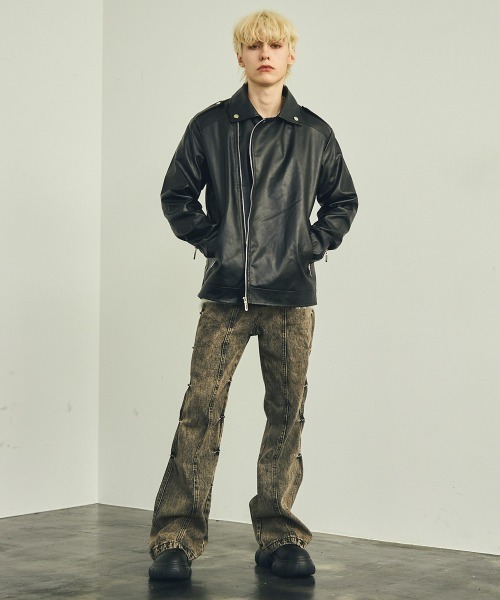 【セール】合成皮革ダブルライダースジャケット（ライダースジャケット）｜Shoowtime（ショウタイム）