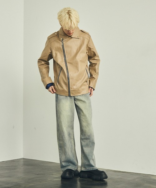 【セール】合成皮革ダブルライダースジャケット（ライダースジャケット）｜Shoowtime（ショウタイム）