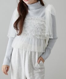 OLIVE des OLIVE | ラメリブニット チュールビスチェSET(アンサンブル)