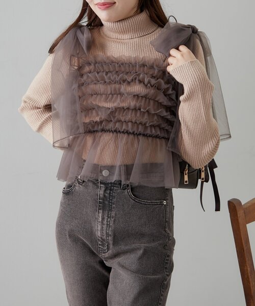 ラメリブニット チュールビスチェSET（アンサンブル）｜OLIVE des OLIVE（オリーブデオリーブ）