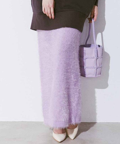 IEDIT(イディット)の「IEDIT きくちあつこさんコラボ シャギーニットIラインスカート(スカート・レディース・チャコールグレー/パープル・MEDIUM/LARGE/X-LARGE/XX-LARGE)」の1枚目の写真