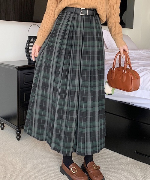 セール】チェック柄ロングプリーツスカート（スカート）｜LAC
