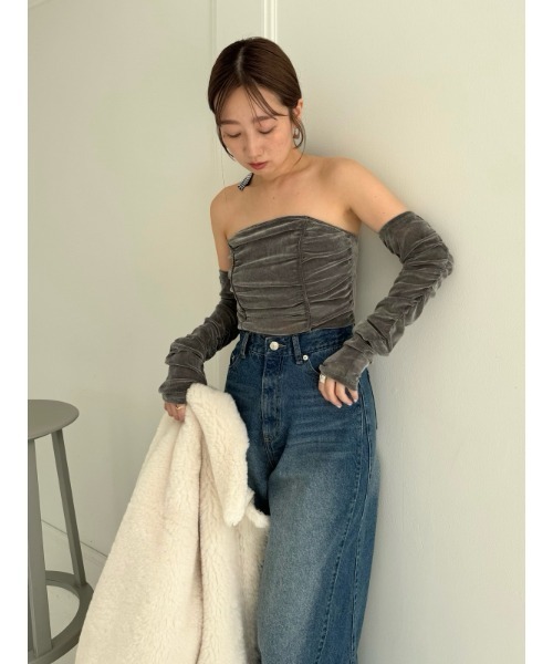 SNIDEL フロッキーチュールベアトップ SNIDEL（スナイデル）の「フロッキーチュールベアトップ（T