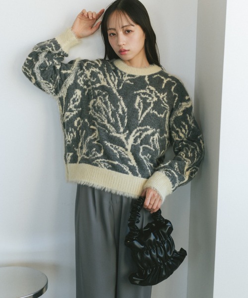 VANNIE U(ヴァニーユー)の「リバーシブルジャガードフェザーニットプルオーバー(ニット/セーター・レディース・アイボリー/チャコールグレー・FREE)」の22枚目の写真