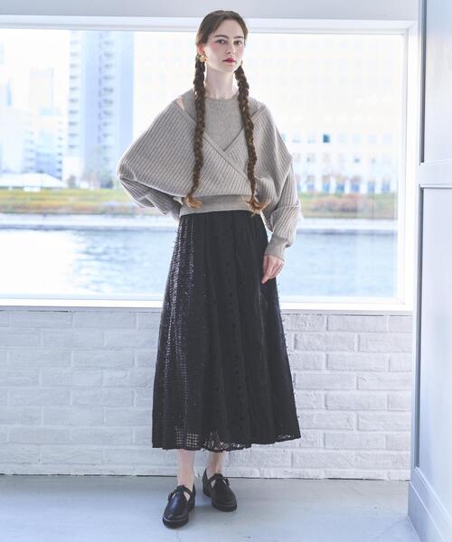 AND COUTURE（アンドクチュール）の「ManyWayレイヤードニットプルオーバー（ニット/セーター・レディース・ブラック/ピンク/ブラウン・FREE）」の4枚目の写真