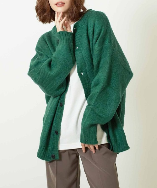 Bling Leads(ブリングリーズ)の「【Bling leads】2wayクルーネックモヘアタッチカーディガン(カーディガン/ボレロ・レディース・ブラック/マスタード/ライトグレー/グリーン・M/L)」の3枚目の写真