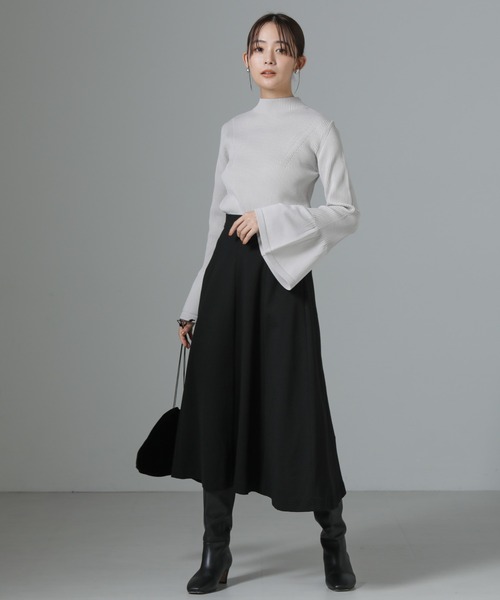 NANO universe(ナノユニバース)の「8パネルダンボールニットフレアスカート(スカート・レディース・モカ/ボルドー/ブラック・FREE)」の19枚目の写真