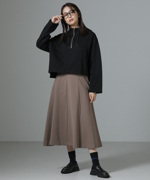NANO universe(ナノユニバース)の「8パネルダンボールニットフレアスカート(スカート・レディース・モカ/ボルドー/ブラック・FREE)」の8枚目の写真