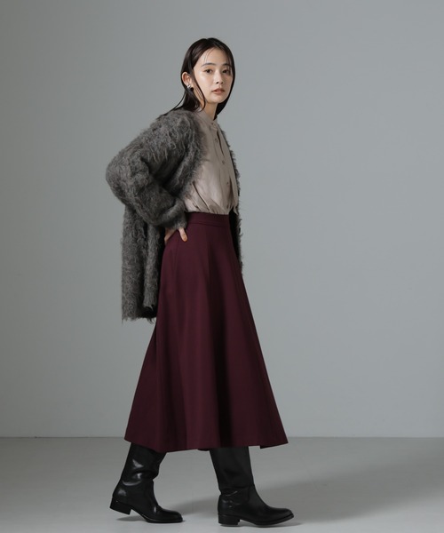 NANO universe(ナノユニバース)の「8パネルダンボールニットフレアスカート(スカート・レディース・モカ/ボルドー/ブラック・FREE)」の15枚目の写真