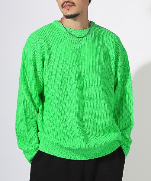 LUXSTYLE（ラグスタイル）の「畦編みクルーネックニット（ニット/セーター・メンズ・ベージュ/ワインレッド/ブルー系その他/グリーン系その他/イエロー系その他/ブルーグレー/ブラック/オレンジ系その他/グレー・L/M）」の5枚目の写真