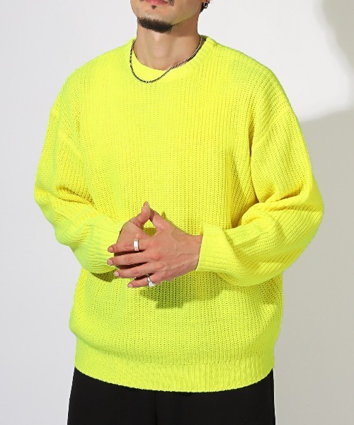 LUXSTYLE（ラグスタイル）の「畦編みクルーネックニット（ニット/セーター・メンズ・ベージュ/ワインレッド/ブルー系その他/グリーン系その他/イエロー系その他/ブルーグレー/ブラック/オレンジ系その他/グレー・L/M）」の7枚目の写真