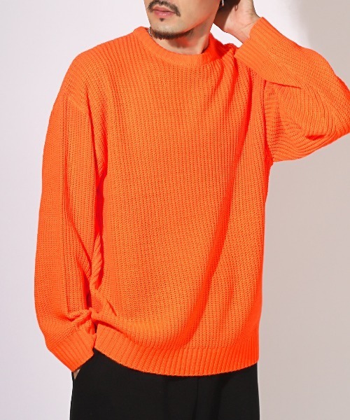 LUXSTYLE（ラグスタイル）の「畦編みクルーネックニット（ニット/セーター・メンズ・ベージュ/ワインレッド/ブルー系その他/グリーン系その他/イエロー系その他/ブルーグレー/ブラック/オレンジ系その他/グレー・L/M）」の9枚目の写真